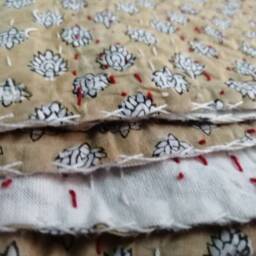 Beige Throw Beautiful Print Indian Handmade Kantha Bedspread Quilt Size Multi - thumbnail 4