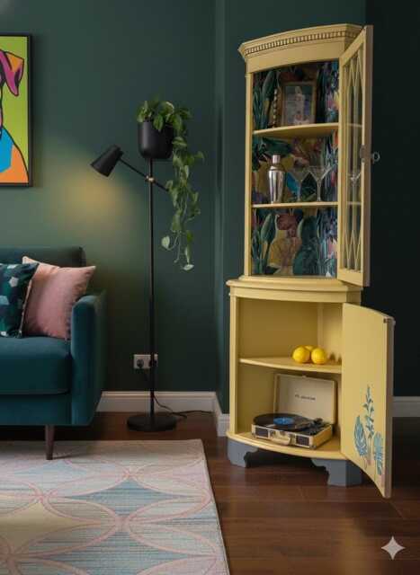 Vintage Corner Drinks Cabinet Bespoke Gin Display Unit - image 1