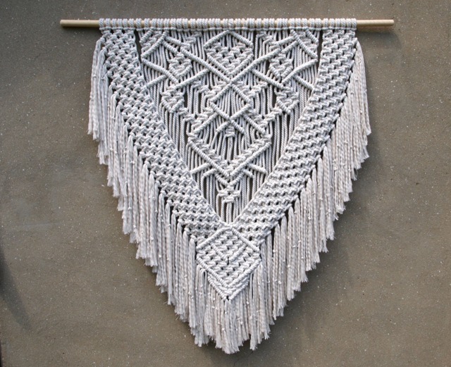 Large Macrame Wall Hanging Bohemian Decor, Unbleached Cotton, 3 Ft - image 1