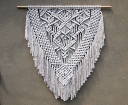 Large Macrame Wall Hanging Bohemian Decor, Unbleached Cotton, 3 Ft