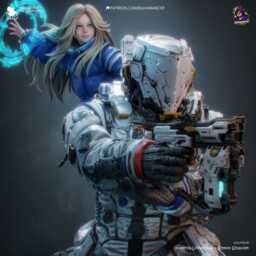 The Last Transmission - Sci Fi Game Diorama Astronaut Figure Diana & Hugh Resin 16K - thumbnail 2