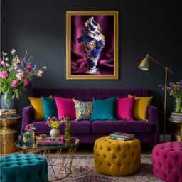 Chinoiserie Ice Cream Wall Art - Blue & White Porcelain Style Print Maximalist Dessert Decor - thumbnail 2