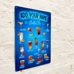Personalized Cocktail Bar Metal Sign - Neon Effect Wall Art - thumbnail 2