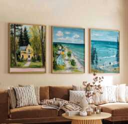 Set Of 3 Door County Posters, Wisconsin Wall Art Prints, Travel Poster Set, Coastal Landscape Lake Michigan Posters - thumbnail 1