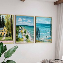 Set Of 3 Door County Posters, Wisconsin Wall Art Prints, Travel Poster Set, Coastal Landscape Lake Michigan Posters - thumbnail 3