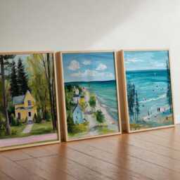 Set Of 3 Door County Posters, Wisconsin Wall Art Prints, Travel Poster Set, Coastal Landscape Lake Michigan Posters - thumbnail 2