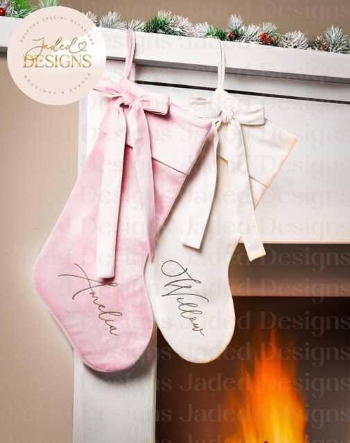 Velvet Bow Personalised Name Christmas Stocking - image 1