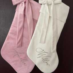 Velvet Bow Personalised Name Christmas Stocking - thumbnail 3
