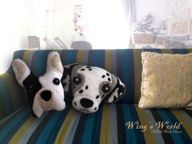 Dog Cushion, Dalmatian, Boston Terrier Cushions, Pillow, Felt Machine Embroidered, Lover Gift, Decorative Throw Cushion, Pillow - image 1