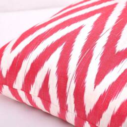 Red Chevron Ikat Pillow Cover, Organic Cotton Accent - 20x20 - thumbnail 3