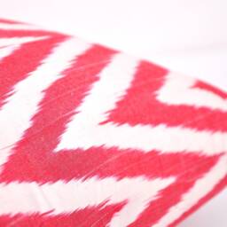 Red Chevron Ikat Pillow Cover, Organic Cotton Accent - 20x20 - thumbnail 2