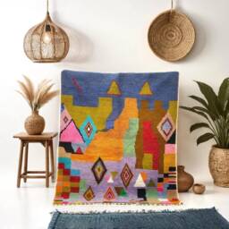 Handmade Multicolor Berber Rug - Moroccan Wool - thumbnail 1