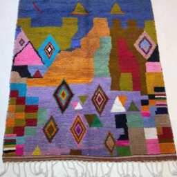 Handmade Multicolor Berber Rug - Moroccan Wool - thumbnail 2