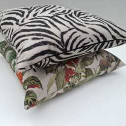 Zebra Cushion Cover Animal Print Cotton Linen Look Fabric Black & Beige - thumbnail 2