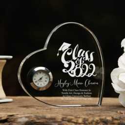 Engraved Personalised Graduation Gift Crystal Glass Clock With Year - thumbnail 3