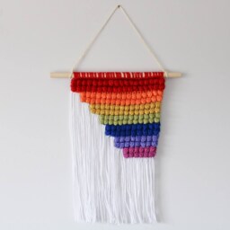 Asymmetrical Rainbow Crochet Wall Tapestry Hanging With Tassels Lgbtqia2S+ Pride Decor - thumbnail 2