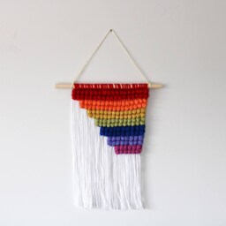 Asymmetrical Rainbow Crochet Wall Tapestry Hanging With Tassels Lgbtqia2S+ Pride Decor - thumbnail 1