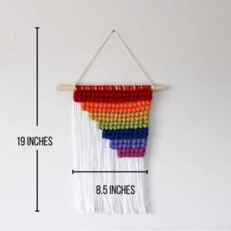 Asymmetrical Rainbow Crochet Wall Tapestry Hanging With Tassels Lgbtqia2S+ Pride Decor - thumbnail 4