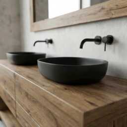Rustic Oak Bathroom Vanity Double Sink - Reclaimed Solid Wood Cabinet With Storage Shelf - thumbnail 3