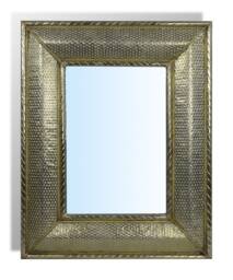 Artisan Boho Style Rectangular Silver Mirror - Hammered Insert - thumbnail 1