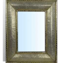 Artisan Boho Style Rectangular Silver Mirror - Hammered Insert - thumbnail 2