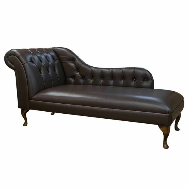 Handmade Chocolate Genuine Leather Chesterfield Buttoned Chaise Longue Medal Expresso Real Leather, British Made - image 1