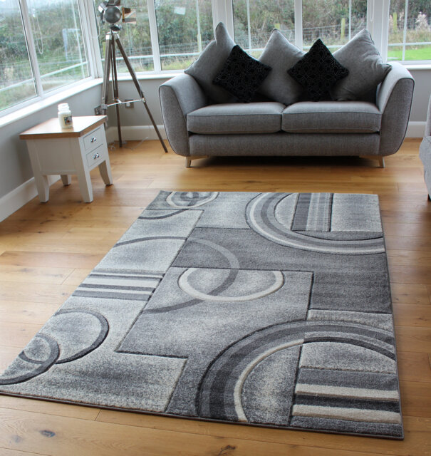 New Silver Grey Rugs Small Large Mats Modern Contemporary Design UK