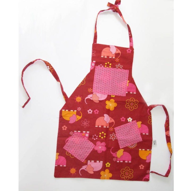 "Reversible Pink Children's Kitchen Apron With ""Elephant" - image 1