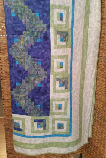 Purple Log Cabin Quilt, Twin Bedspread, Handmade Twin Modern Wall Hanging, Quilt Throw, Colorful - image 1