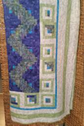 Purple Log Cabin Quilt, Twin Bedspread, Handmade Twin Modern Wall Hanging, Quilt Throw, Colorful - thumbnail 1
