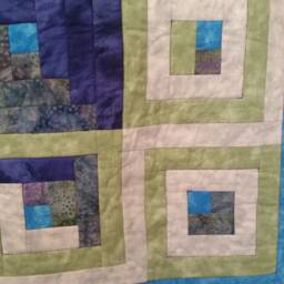 Purple Log Cabin Quilt, Twin Bedspread, Handmade Twin Modern Wall Hanging, Quilt Throw, Colorful - thumbnail 4