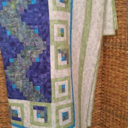 Purple Log Cabin Quilt, Twin Bedspread, Handmade Twin Modern Wall Hanging, Quilt Throw, Colorful - thumbnail 2