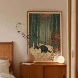 Cat Bamboo Forest Poster, Japanese Animal Print, Nature Wall Art - thumbnail 2