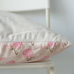 Block Print Pillow Cover Floral Batik, Boho Farmhouse Decor - thumbnail 3