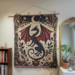 Gothic Dragon Woven Blanket - Dark Fantasy Throw For Bedroom Decor - thumbnail 2