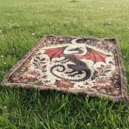 Gothic Dragon Woven Blanket - Dark Fantasy Throw For Bedroom Decor - thumbnail 3