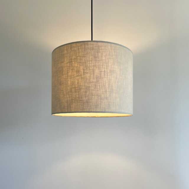 Natural Linen Drum Lampshade Beige Textured Ceiling Light