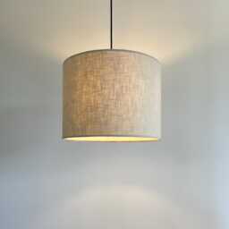 Natural Linen Drum Lampshade Beige Textured Ceiling Light