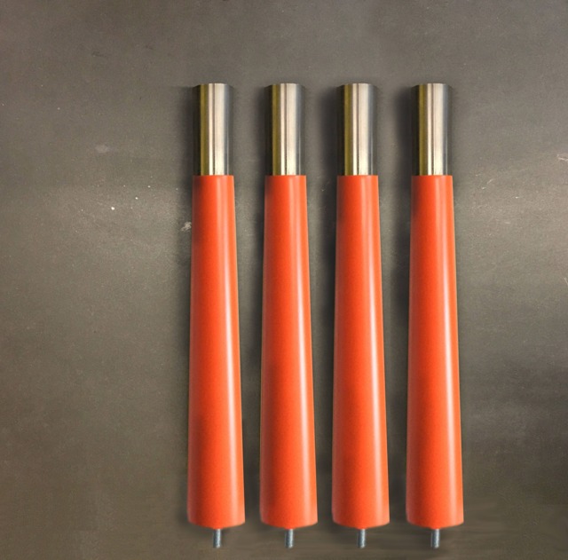 4 Tapered Orange Table Legs With Staines Steel Ferule & 2 Cleats - image 1