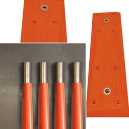 4 Tapered Orange Table Legs With Staines Steel Ferule & 2 Cleats - thumbnail 3