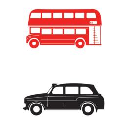 London Bus Or Taxi Wall Sticker Sets-Wall Decal-London Sticker-London Sticker-Black Cab Decal-Red Decal-Kid's Stickers - thumbnail 2