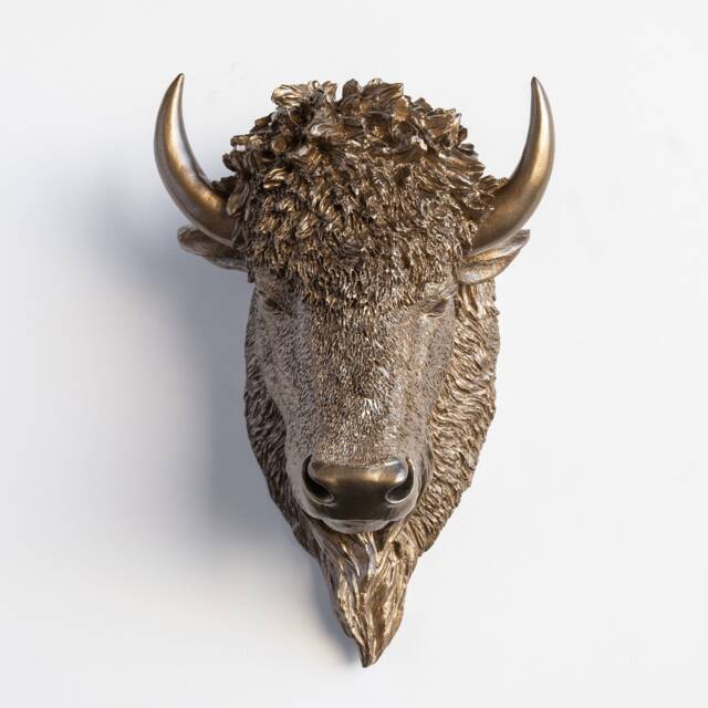 Faux Taxidermy Buffalo Bison Head - Wall Decor Bronze Bih09 - image 1