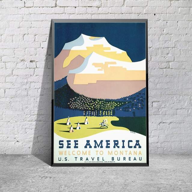 Vintage - See America , Montana Travel Poster/Print A4 & A3 - image 1