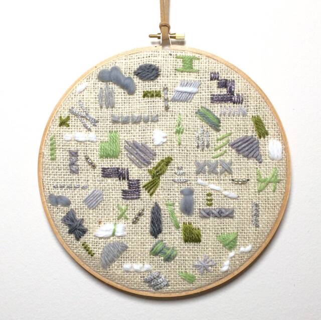 Wall Decor Hand Embroidered Abstract Hoop Art Modern Textile Hanging - image 1