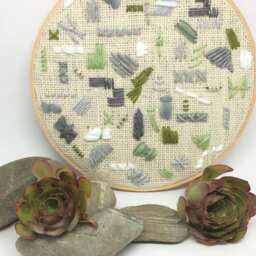 Wall Decor Hand Embroidered Abstract Hoop Art Modern Textile Hanging - thumbnail 4