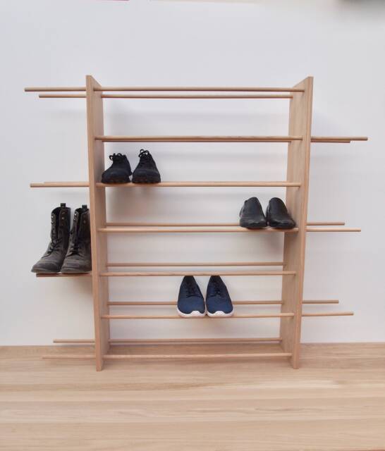Handmade Oak Shoe Rack Adjustable Wooden Storage - image 1