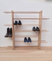 Handmade Oak Shoe Rack Adjustable Wooden Storage
