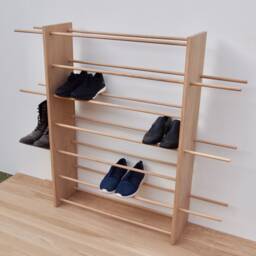 Handmade Oak Shoe Rack Adjustable Wooden Storage - thumbnail 3