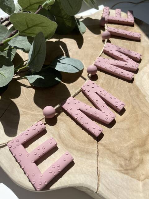 Mini Floral Name Garland - Personalised Nursery Decor Wall Hanging Kids Bedroom Shelf Decor Bunting Baby Gift - image 1