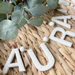 Mini Floral Name Garland - Personalised Nursery Decor Wall Hanging Kids Bedroom Shelf Decor Bunting Baby Gift - thumbnail 2